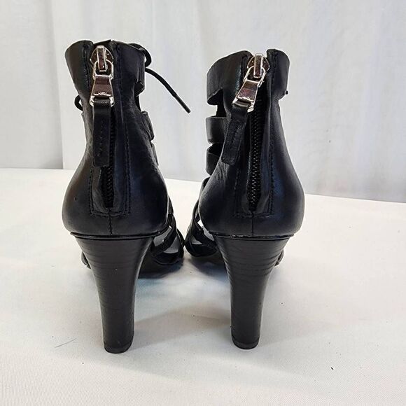 LAUREN Ralph Lauren Larisa Open-Toe Gladiator Sandals Black Leather Size 6.5 - Picture 5 of 9